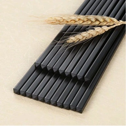 Reusable Black Alloy Chinese Chopsticks – Food Grade, Safe Bamboo, High-Temperature Sterilizable Sushi Sticks