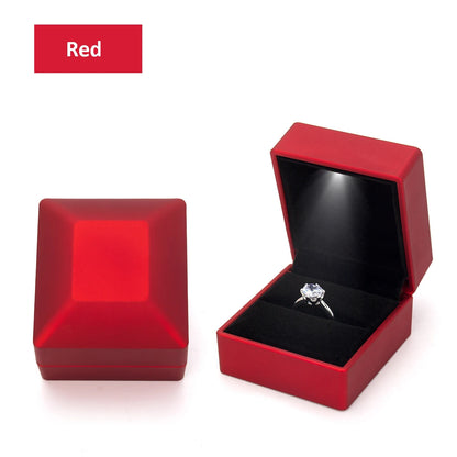 LED Jewelry Ring & Necklace Box — Luxury Velvet Display Case with Light for Engagement, Proposal & Wedding Gifts