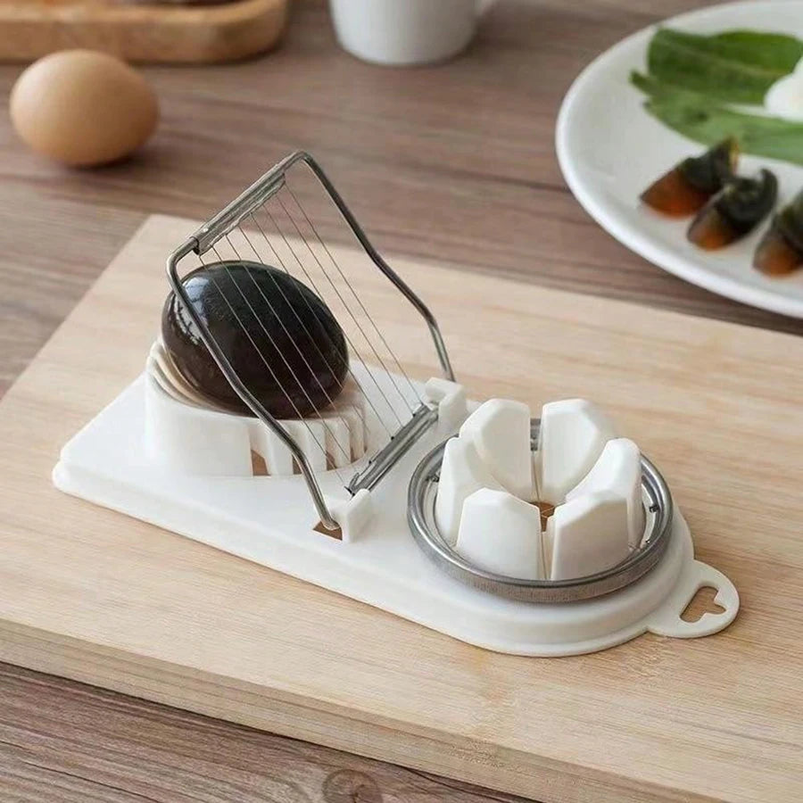 Multifunctional 2-in-1 Egg Cutter — PP Base with Stainless Steel Wire, High-Quality Hanging Kitchen Tool