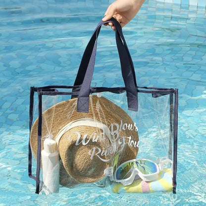 Transparent Waterproof Portable Cosmetic Bag - Fashionable PVC Travel & Beach Bag