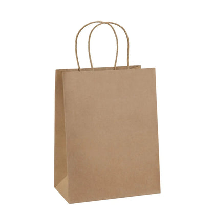 25/50pcs Brown Kraft Paper Gift Bags with Handles – Wedding, Birthday, Party Favor & Small Business Grocery Bags