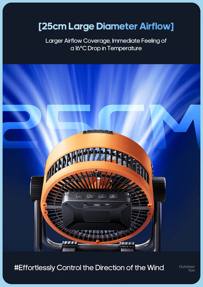 New 6-in-1 Multifunctional Desktop & Camping Fan — 20000mAh Outdoor Air Circulator with 4-Speed Wireless Tent & Ceiling Fan