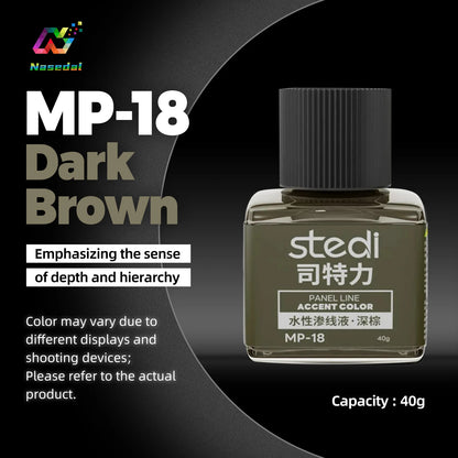 Stedi MP-07~MP-18 Weathering Acrylic Paint – 40g for Gundam & Military Models, Panel Lining DIY Craft Supplies