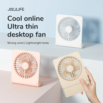 JISULIFE Mini Portable Fan - USB Rechargeable Quiet Foldable Desktop & Hanging Cooling Fan