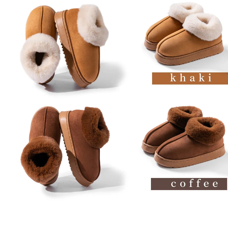 2024 Women's Fashion Snow Boots – Fluffy Plush Faux Fur Winter Slippers, Cozy Indoor Shoes for Men & Women
