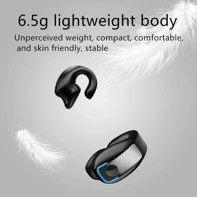 Ear Clip Wireless Bluetooth Earphones – Bone Conduction TWS Sport Headset with Mic, Noise Cancelling & High-Quality Sound for Active Use