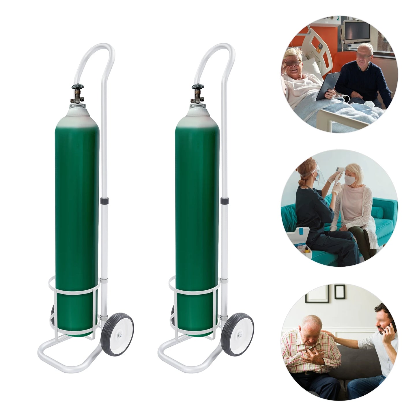 Oxygen Cylinder Cart Dolly with Adjustable Handle – Portable Oxygen Tank Trolley for Easy Transport