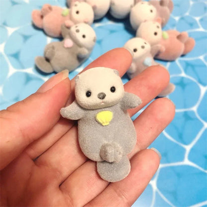 Genuine YELL Gashapon Capsule Toy – Kawaii Flocking Otter Figures for Kids, Desk & Collectible Decor
