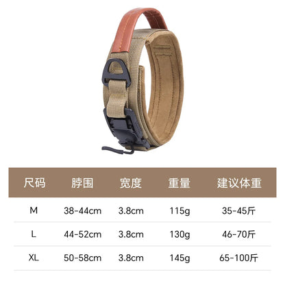 Tactical Dog Collar - Adjustable Anti-Pull Pet Collar with Handle for Medium and Large Dogs