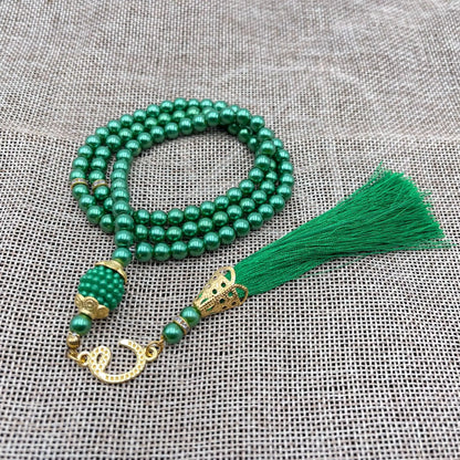 6mm 99pcs Glass Pearl Rosary Beads Bracelet – Turkish Style Islamic Muslim Prayer Tassel Jewelry for Women Gift Accessories
