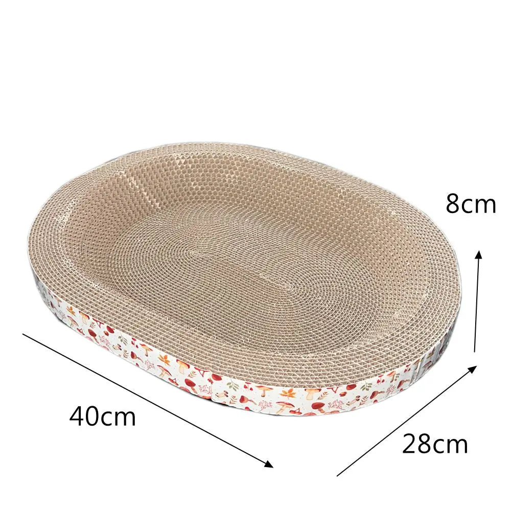 Cat Scratching Board – Oval Corrugated Paper Claw Grinding Toy, Wear-Resistant Furniture Protector & Cat Nest Accessory