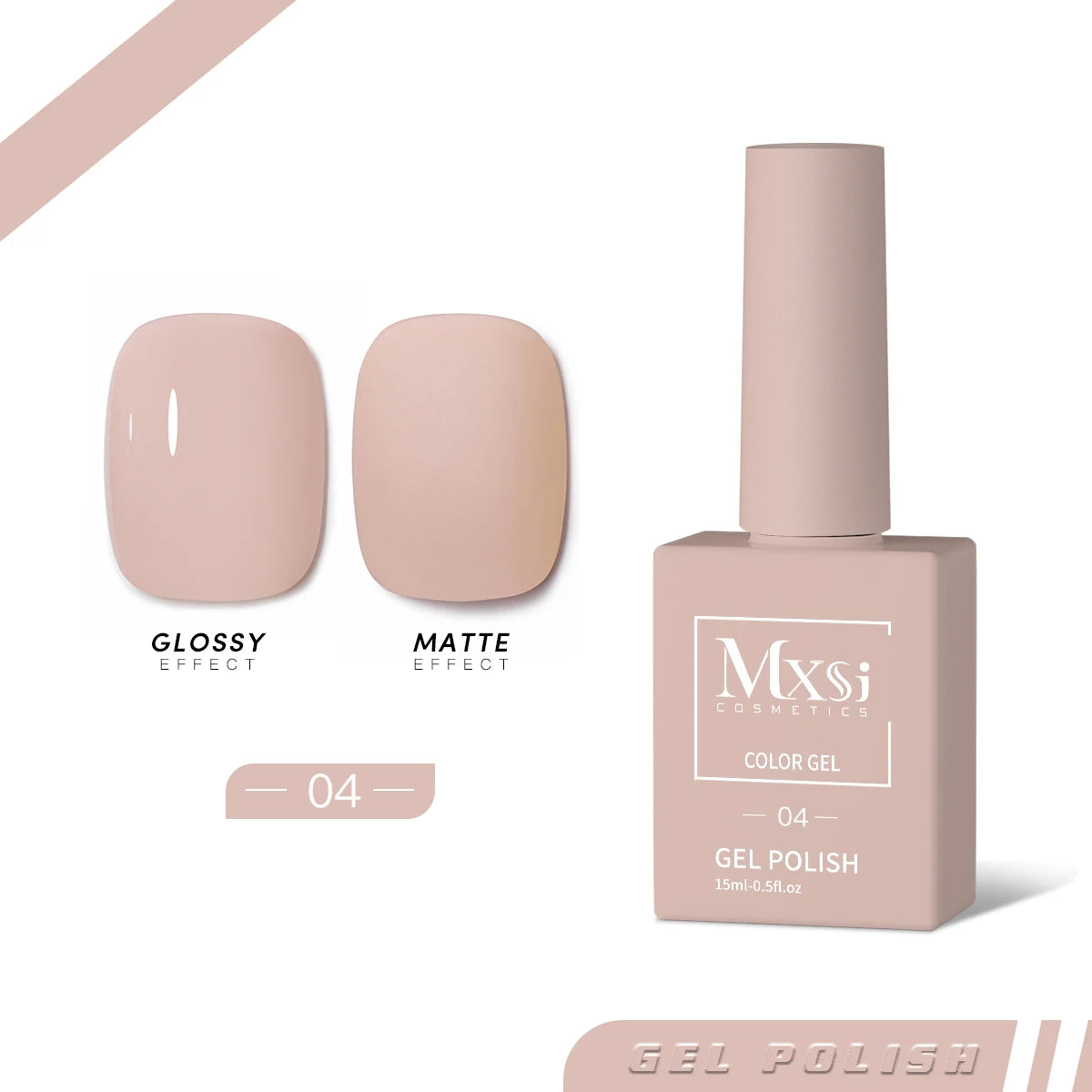 Mxsi 15ml Gel Nail Polish - Neon Brown, Royal Blue, Red, Green & Nude UV Gel Lacquer Colors for Nail Art