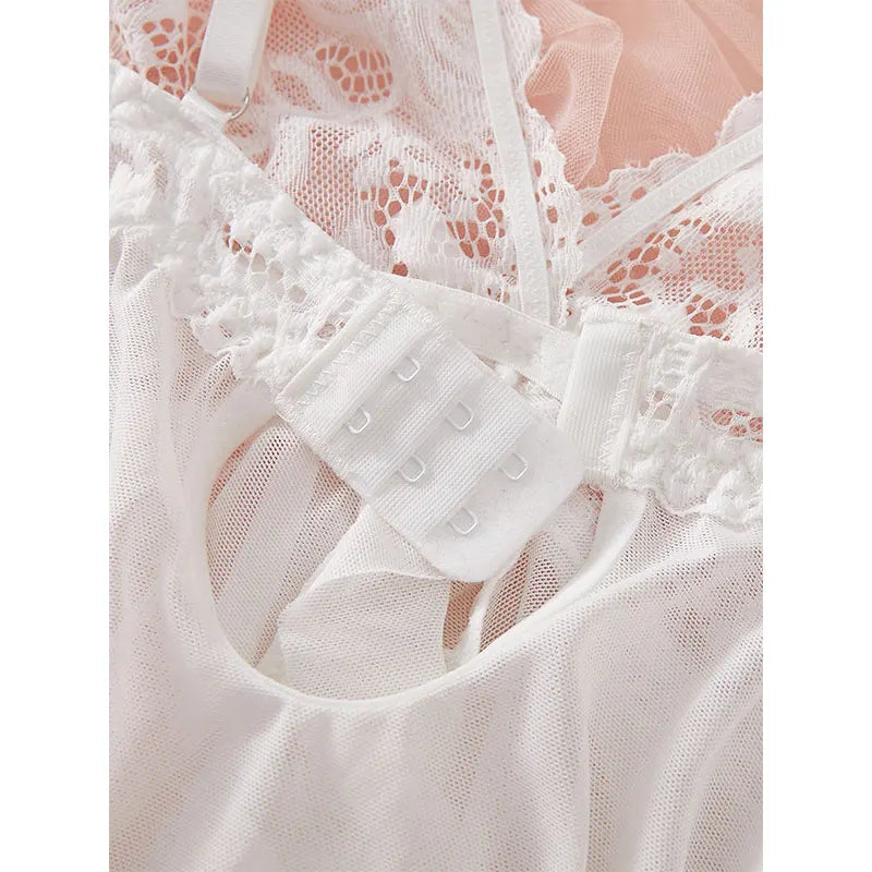 Women’s Lingerie Set — Plus Size Lace Nightgown, Thong & Suspender Sexy Sleepwear
