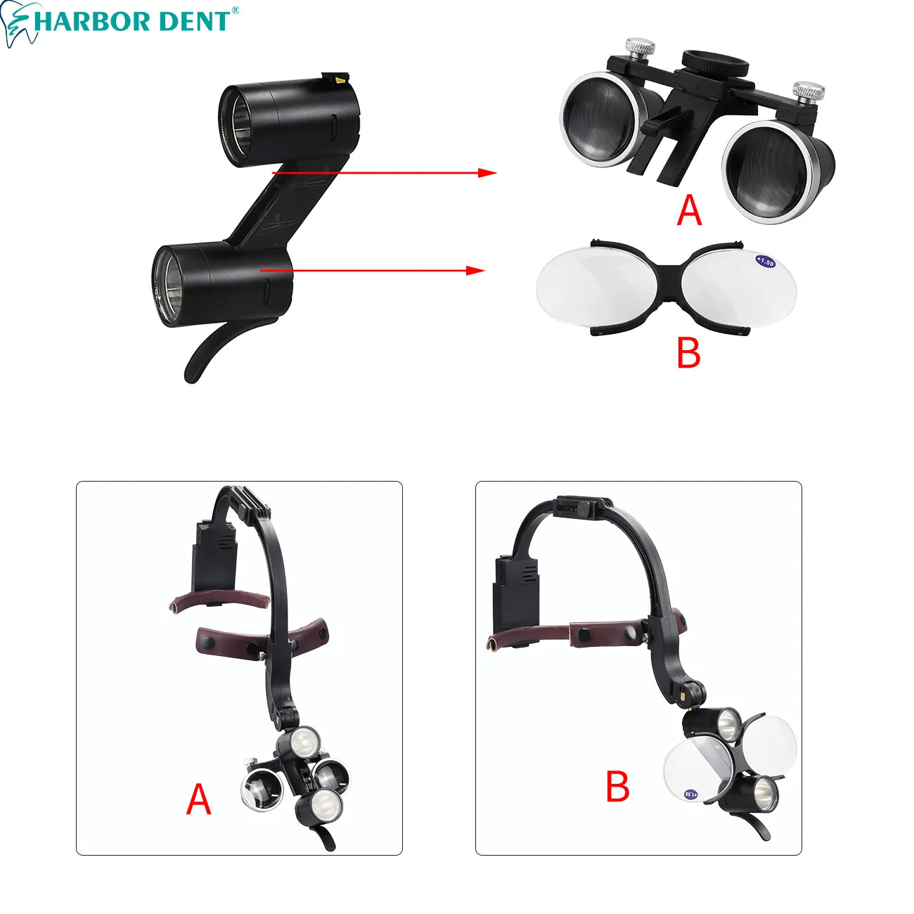 5W Dental LED Headlight – 2.5X/3.5X Magnification Binocular Loupes with 2 Filters for Dentist Surgery