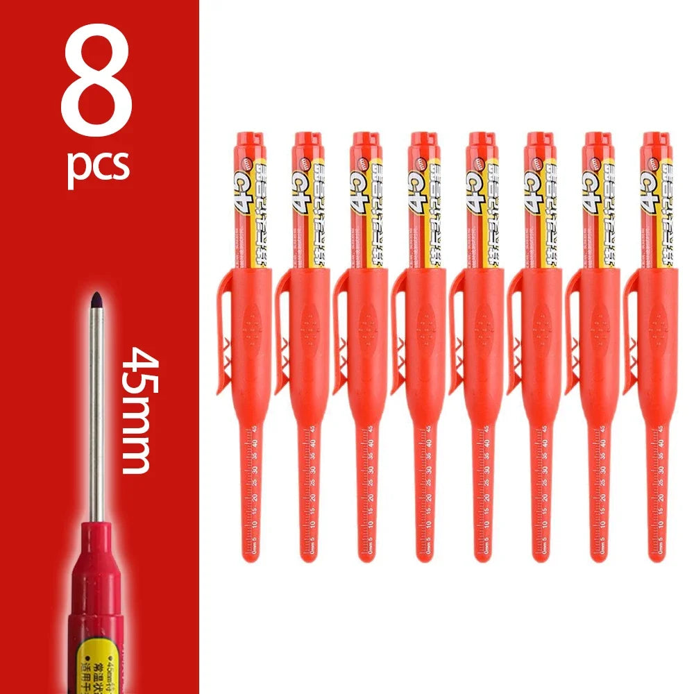 45mm Deep-Hole Carpenter Marker Pen - Long-Nib Woodworking Marking Pen for Measuring & Construction