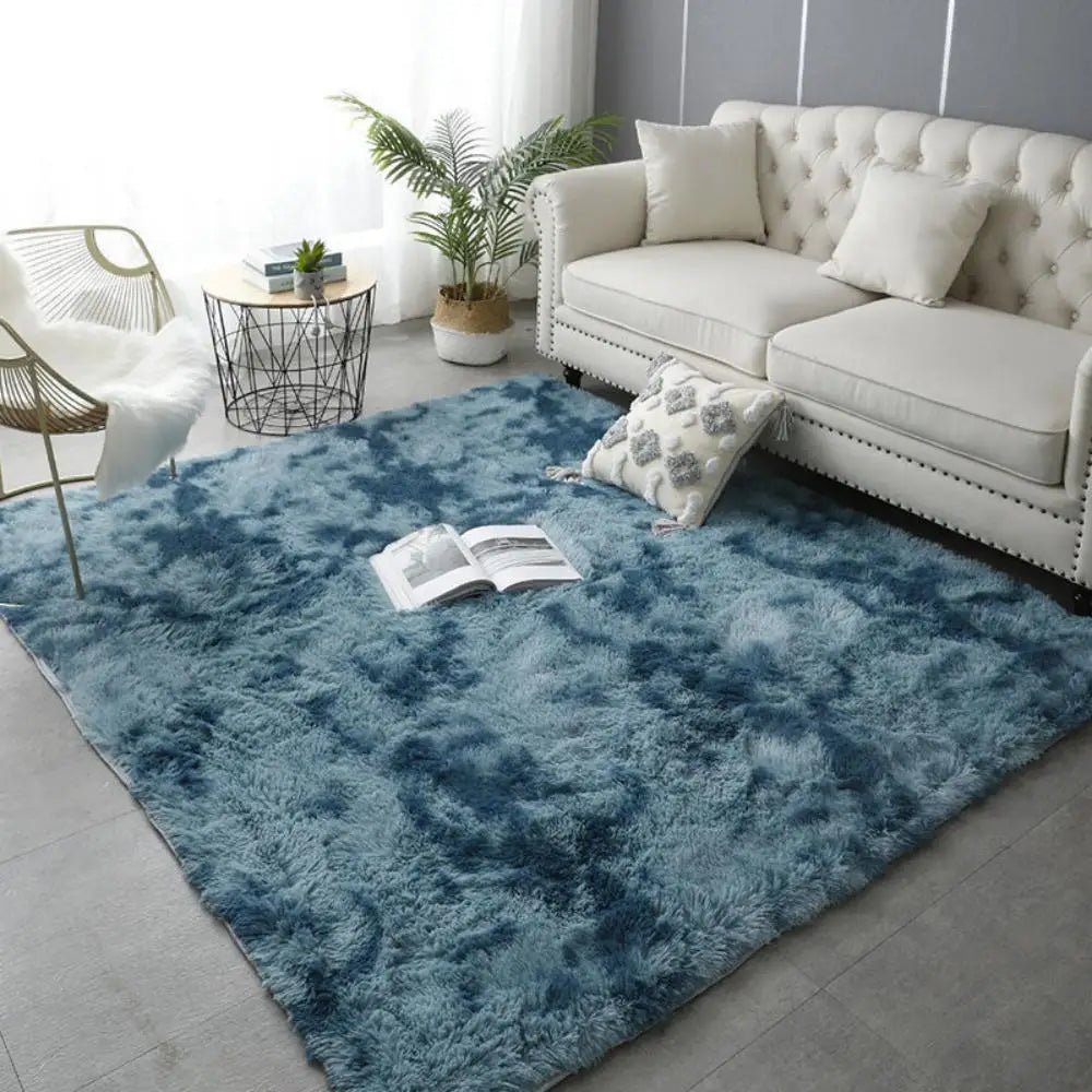 VIKAMA Tie-Dye Plush Carpet – Soft Fluffy Non-Slip Rug for Living Room, Kids’ Room & Baby Crawling Mat