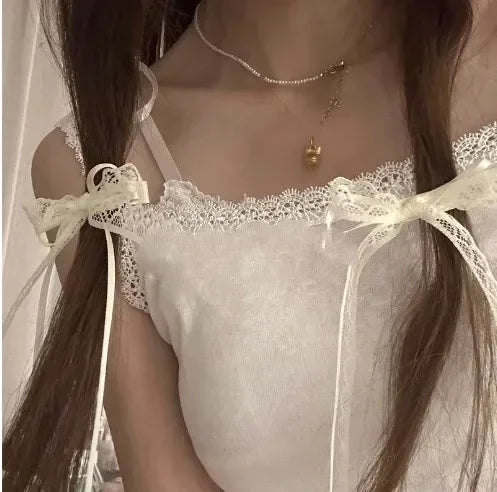 2pcs Korean Fashion Lace Bow Hairpins – White Ribbon Hair Clips for Women & Girls, Top Clip, Female Hair Accessories & Gifts