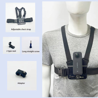 First-Person Adjustable Chest Strap Mount – Action Camera & Mobile Phone Holder for Cycling, Skiing, Outdoor Recording