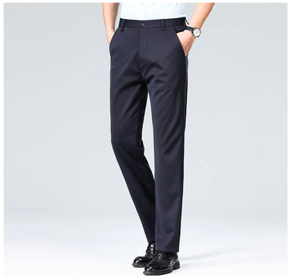 Plus Size Men's Business Suit Pants – Stretch Formal Dress Trousers | Classic Black for Big Men