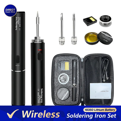 Wireless 5V Soldering Iron Kit – 18350 Lithium Battery USB Rechargeable DIY Repair Tool with Adjustable Temperature for Precision Electronics Soldering