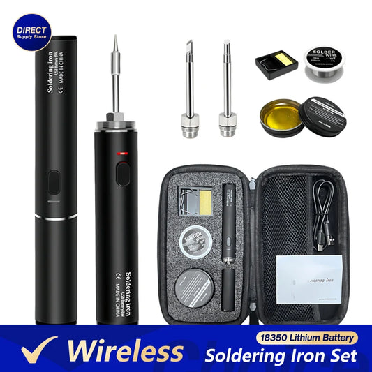 Wireless 5V Soldering Iron Kit – 18350 Lithium Battery USB Rechargeable DIY Repair Tool with Adjustable Temperature for Precision Electronics Soldering