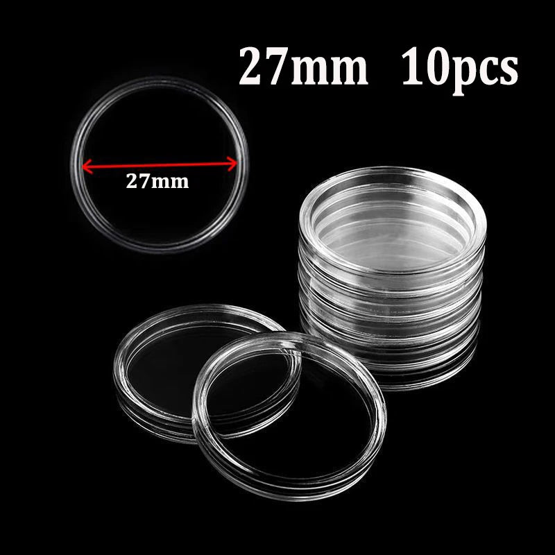 Coin Capsules Storage Box - Clear Plastic Holders for 21/23/25/30/32/38/40/45mm Coins