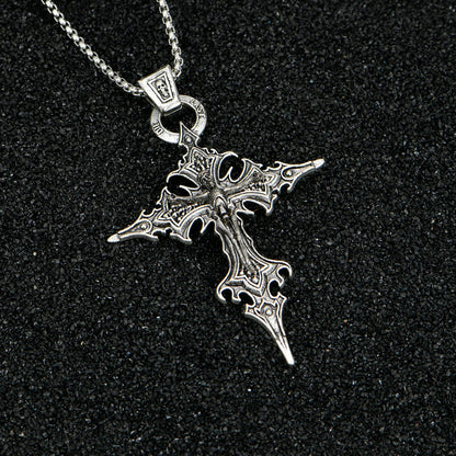 Vintage Gothic Skull Jesus Cross Necklace - Catholic Punk Religious Amulet Pendant for Men