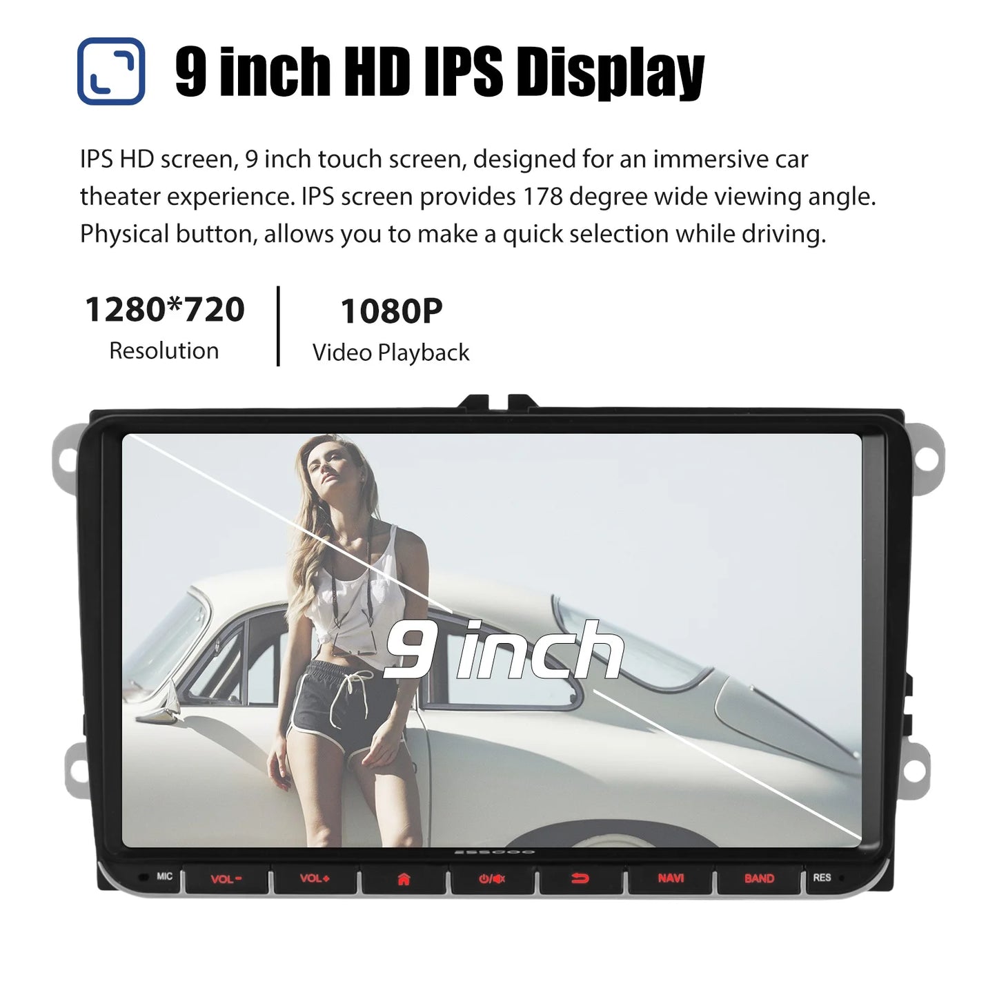 9" Android 15 Car Stereo - 6GB+128GB Wireless CarPlay GPS WiFi Bluetooth FM for VW