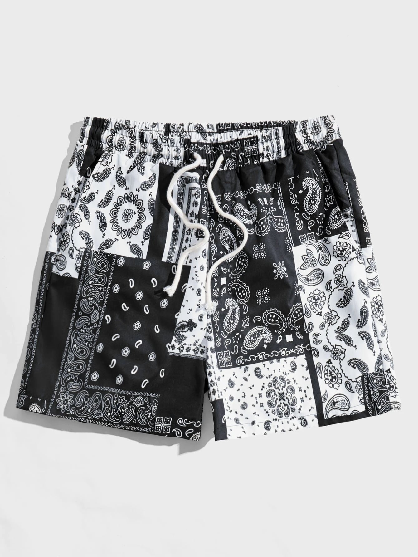 Trendy Bandana Graphic Beach Shorts - Men’s Summer 3D Printed Swim Trunks