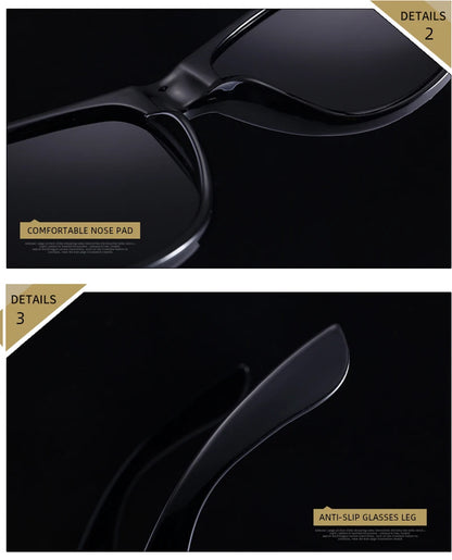 Classic Square Polarized Sunglasses – Retro Black Anti-Glare Driving Shades for Men & Women