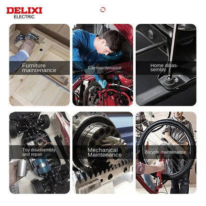 DELIXI ELECTRIC Allen Key Set - Metric Hex Wrench Screwdriver Kit with Long Torque Handles for Motorcycles & Bicycles