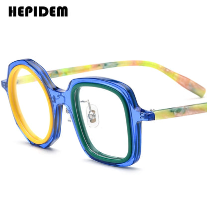FONEX HEPIDEM Acetate Eyeglass Frames - Retro Round Vintage Eyewear for Men & Women