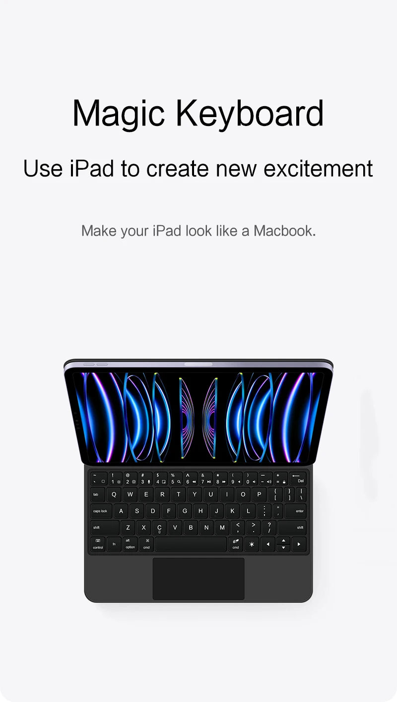 Magic Keyboard for iPad Pro 11/12.9, Air 4/5 & iPad 10th Gen – Smart Magnetic Case & Cover