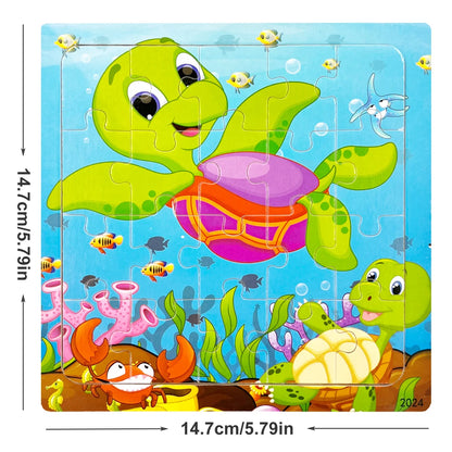 14.7cm Wooden Jigsaw Puzzle – Transportation & Marine Animal Educational Toy for Kids
