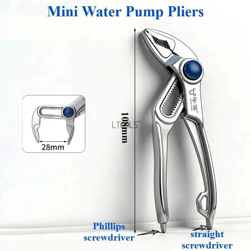 4-Inch Adjustable Water Pump Pliers - Heavy-Duty High-Hardness Multifunctional Pipe Repair Hand Tool