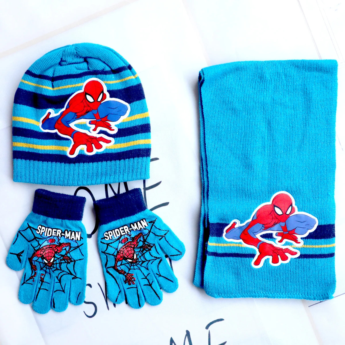 Spider-Man Cosplay Hat & Accessories - Cartoon Knitted Scarf, Warm Gloves & Christmas Cap for Boys and Girls
