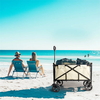Wisfor Heavy Duty Foldable Wagon Cart — 440 Lbs Capacity, Adjustable Handle for Camping, Shopping & Beach