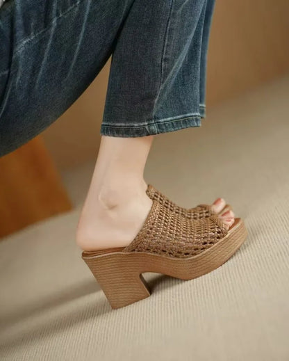 Women’s Platform High Heel Summer Sandals – Thick Sole Casual Slip-On Shoes