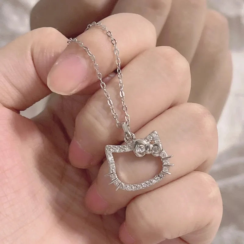 Hello Kitty Necklace & Ring Set – Cute Sanrio Cartoon Jewelry Anime Gift for Kids