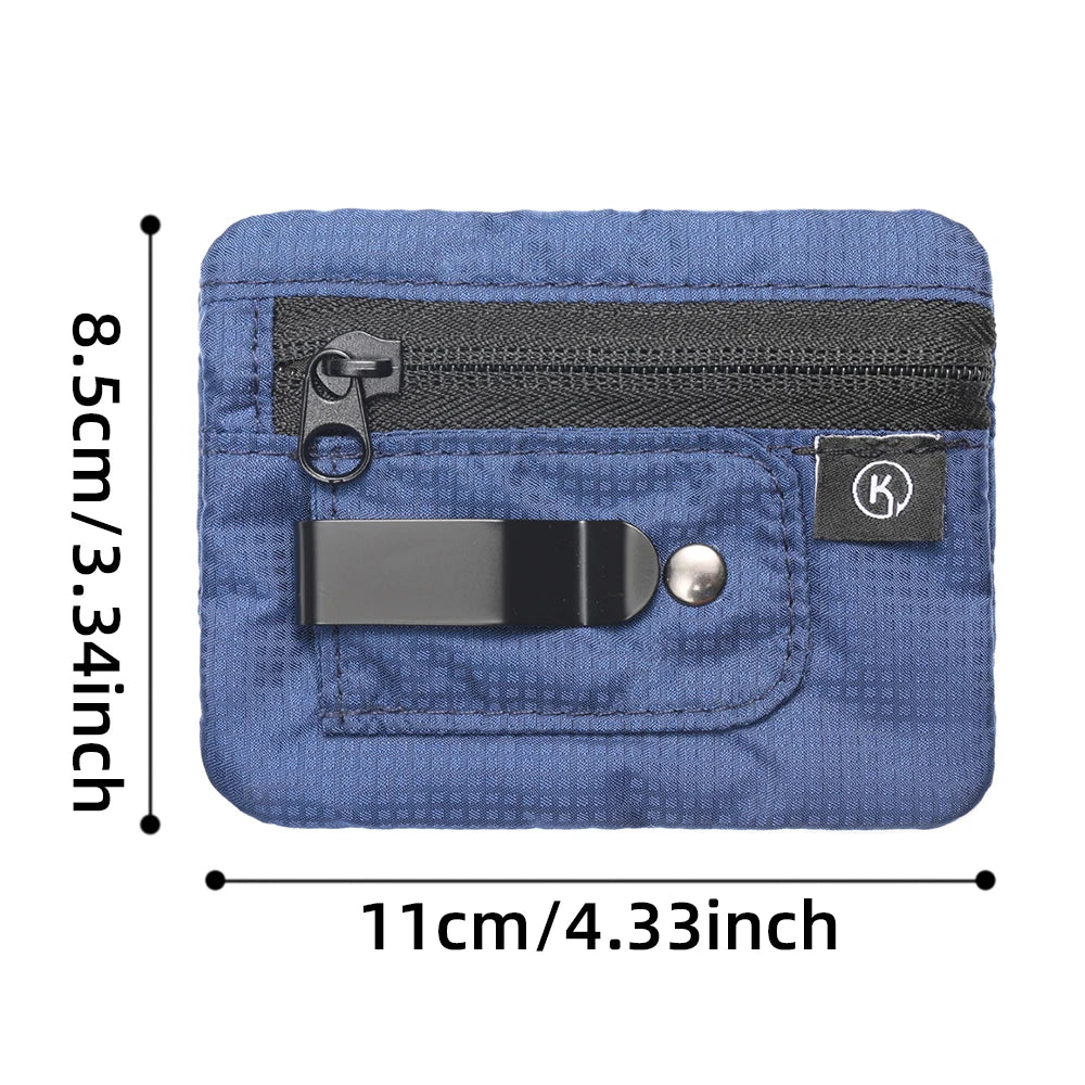 Men's Mini Credit Card Wallet & ID Holder - Slim Zipper Wallet with Coin Pocket