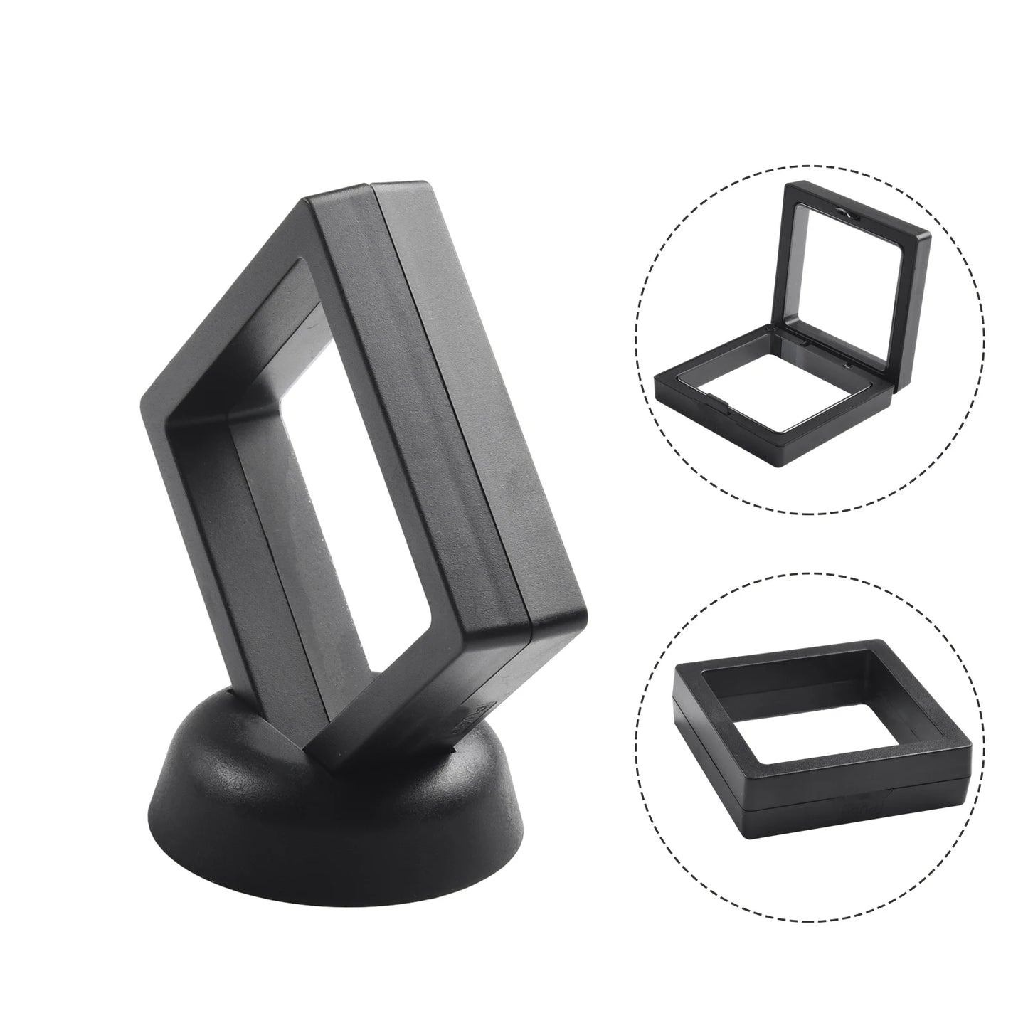 3D Floating Jewelry & Coin Display Frame – Clear Stand for Rings, Pendants, and Gemstones