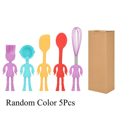 5-Piece Cartoon Silicone Baking Tools Set – Food-Grade Non-Stick Heat-Resistant Spatulas for Kitchen