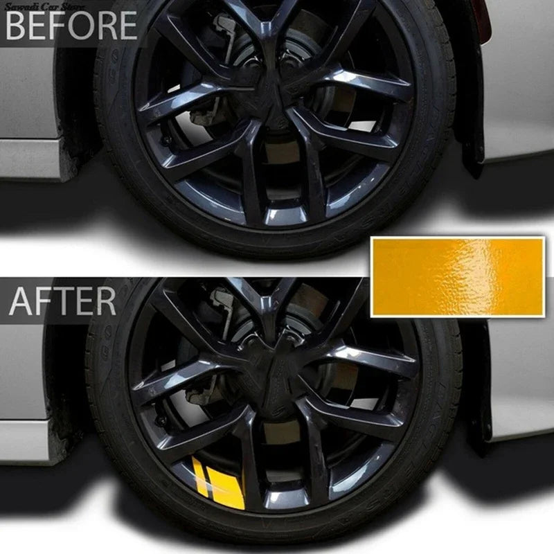 6PCS Reflective Car Wheel Decal Stickers — Red Adhesive Hub Accessories for Auto Wheels