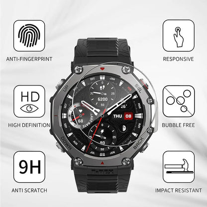 3-Pack Tempered Glass Screen Protectors for Huami Amazfit T-Rex 3 — Durable Protective Film for Smartwatch