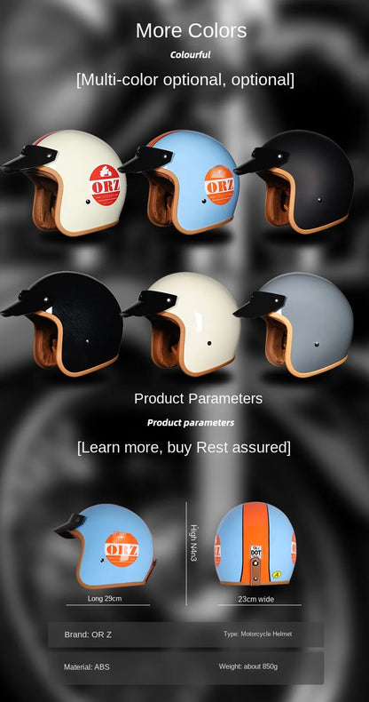 Retro 3/4 Semi-Open Motorcycle Helmet — Cross-Country Winter Riding Accessories