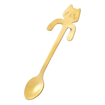 Stainless Steel Cat-Shaped Coffee Spoon – Cute Teaspoon Dessert & Ice Cream Mini Scoop for Kitchen Tableware