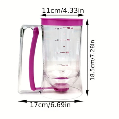 Handheld 900ml Batter Dispenser with Graduated Funnel - Perfect for Pancakes, Cupcakes, and Cakes (1 Piece)