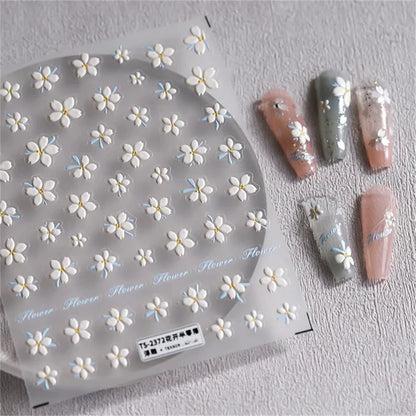 Vintage Rose Flower Nail Stickers – Red & Blue Laser Gold/Silver Nail Art Decals for Manicure Design DIY Beauty Tool