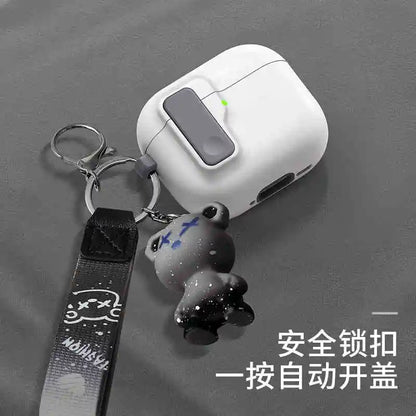 2024 New Hard Hybrid Protector Case for AirPods 4 (USB-C) — Magnetic Lid Lock Luxury Cover for Apple AirPods 4