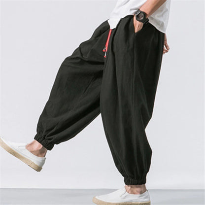 FGKKS Oversize Men’s Loose Harem Pants — Autumn Chinese Linen Sweatpants, High-Quality Casual Trousers for Men
